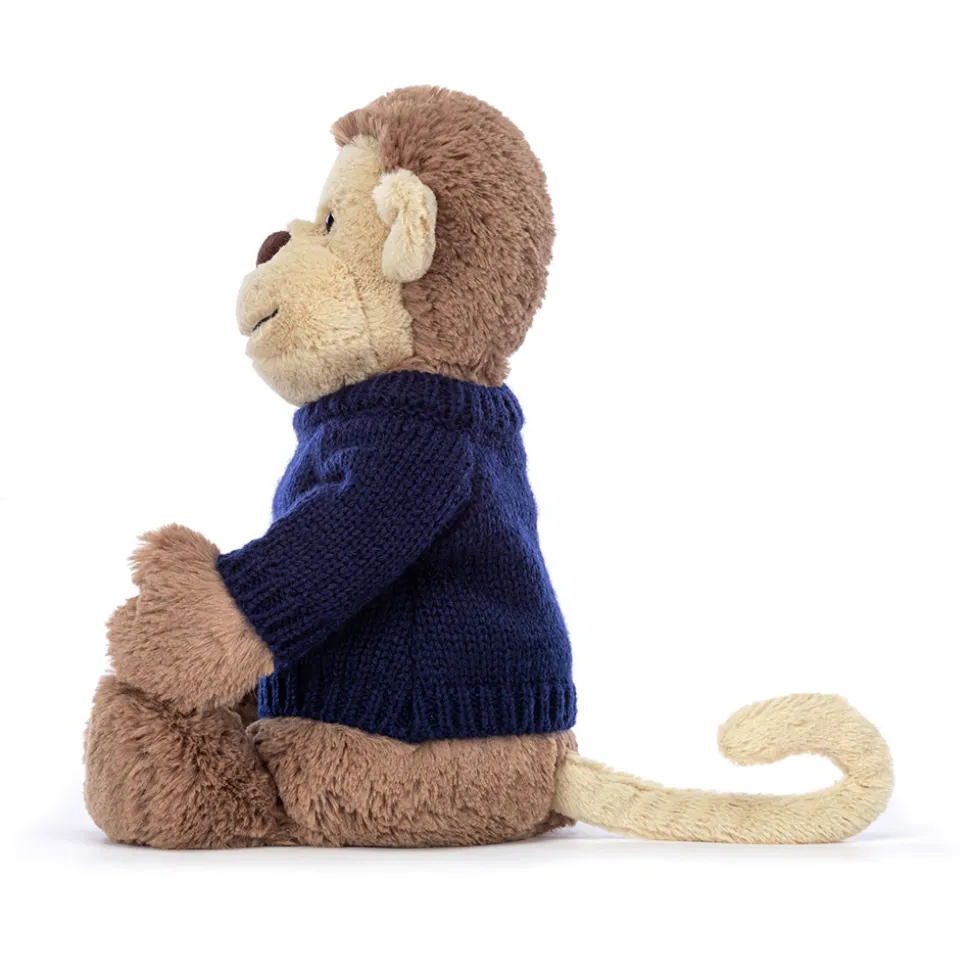 Bashful Monkey with Personalised Navy Jumper
